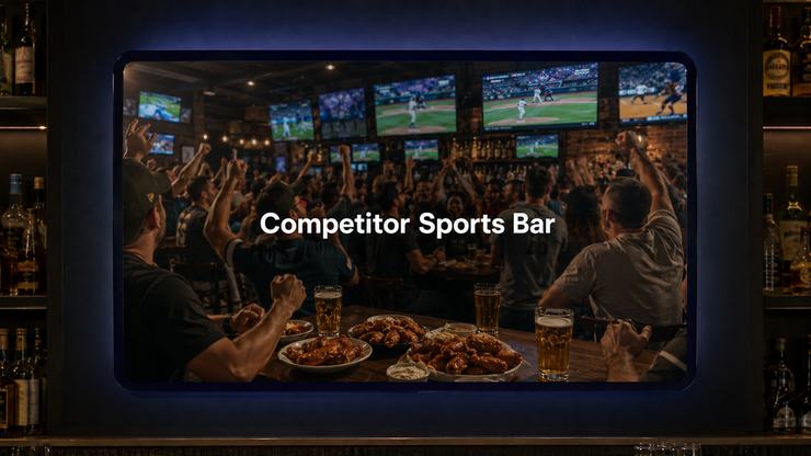 Sports bar takeover step 2 — Competitor commercial playing