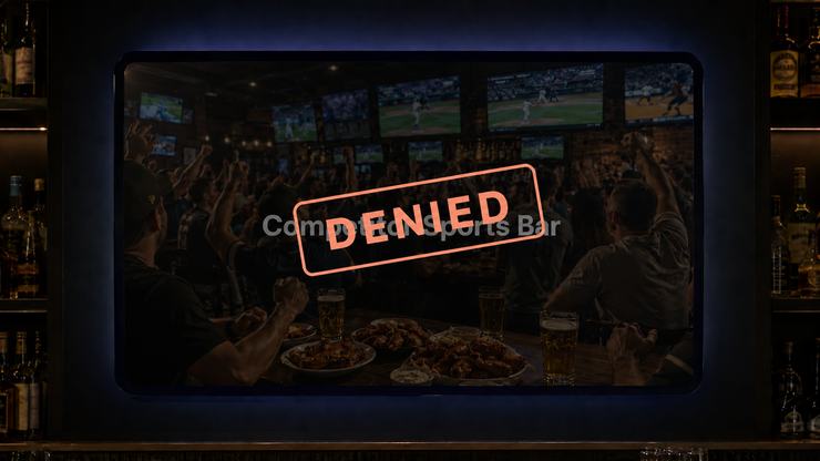 Sports bar takeover step 3 — Competitor blocked on every screen