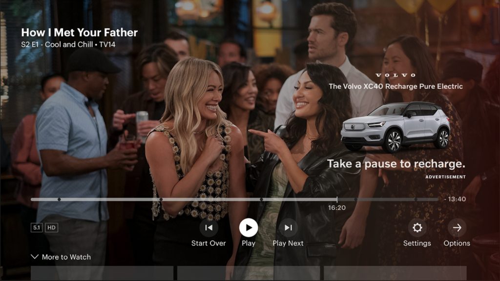 Streaming pause ad for the Volvo XC40 Recharge with a brand companion panel